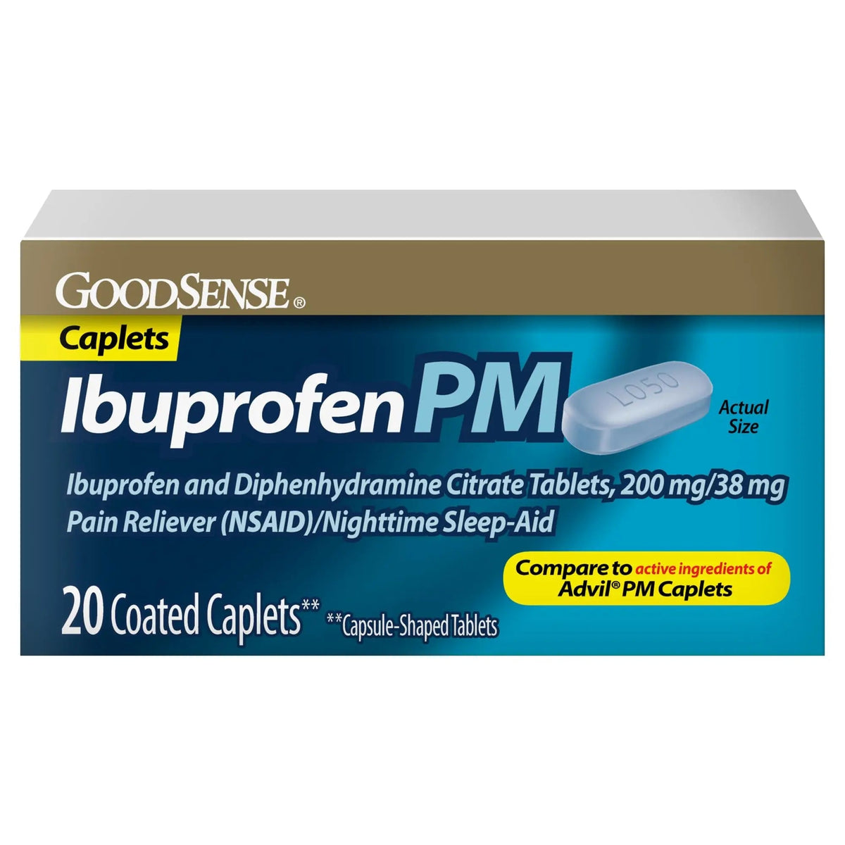 GoodSense Ibuprofen PM, Ibuprofen 200 mg and Diphenhydramine Citrate 38 mg Tablets, Pain Reliever and Nighttime Sleep-Aid GoodSenseBuy Supplements Australia