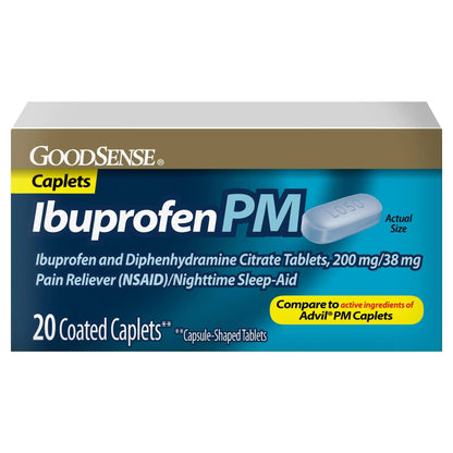 GoodSense Ibuprofen PM, Ibuprofen 200 mg and Diphenhydramine Citrate 38 mg Tablets, Pain Reliever and Nighttime Sleep-Aid GoodSenseBuy Supplements Australia