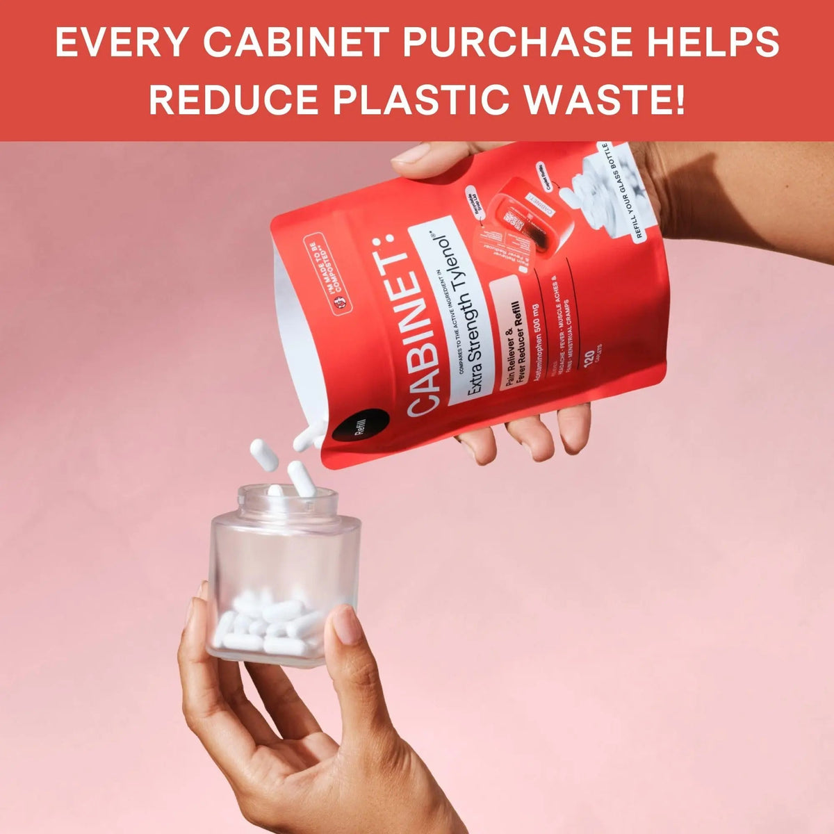 Cabinet: 500mg Acetaminophen for Headache Relief, Toothaches, Sore Throat, and Fever Reducer, 120 Tablets (Refill Pouch) Cabinet:Buy Supplements Australia