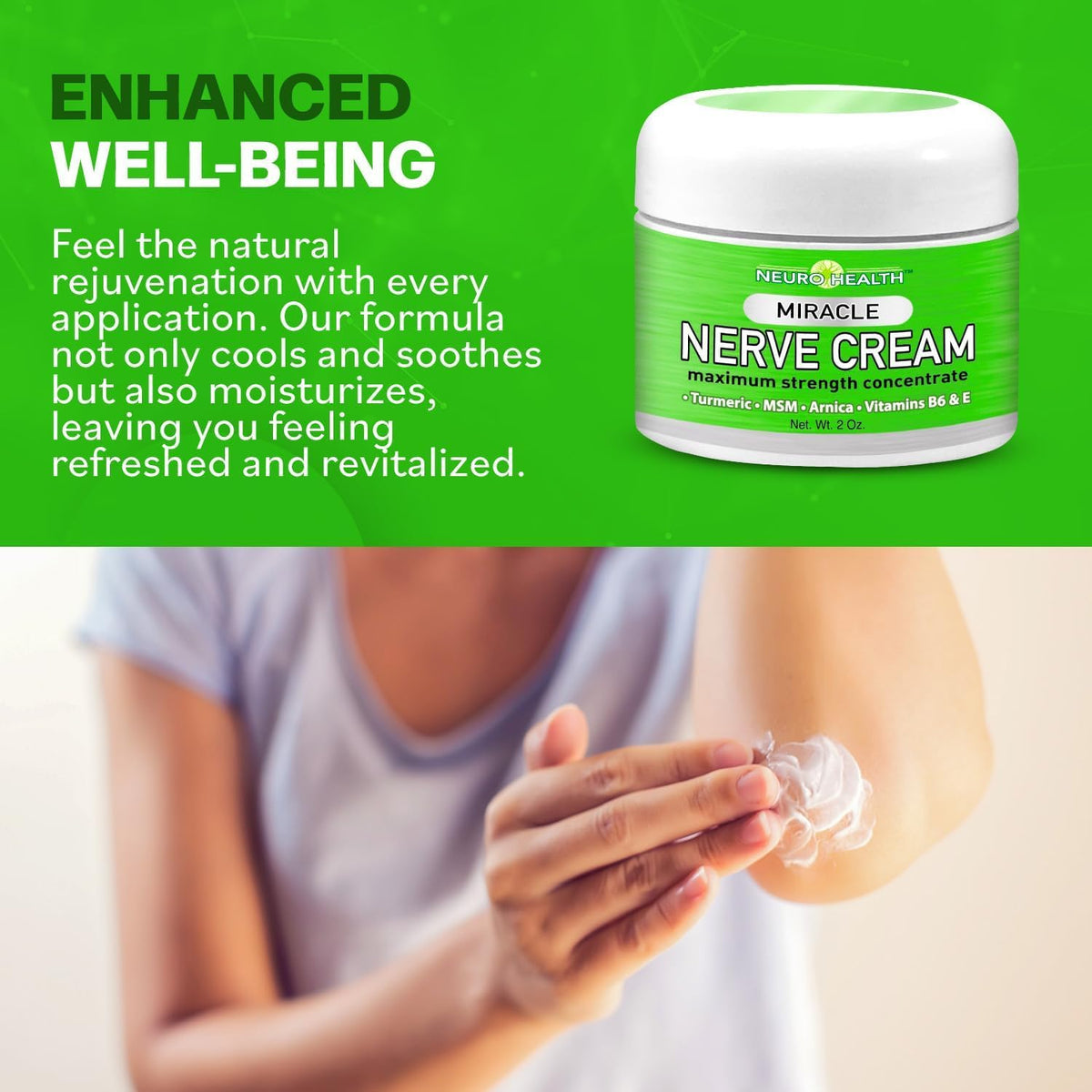 Neuro Health Miracle Nerve Cream - XL 4oz JAR - Maximum Strength - Turmeric and Arnica Blend for Neuropathy Discomfort Relief - Soothing Foot & Hand Formula with MSM, B6, E - Made in USA Neuro HealthBuy Supplements Australia