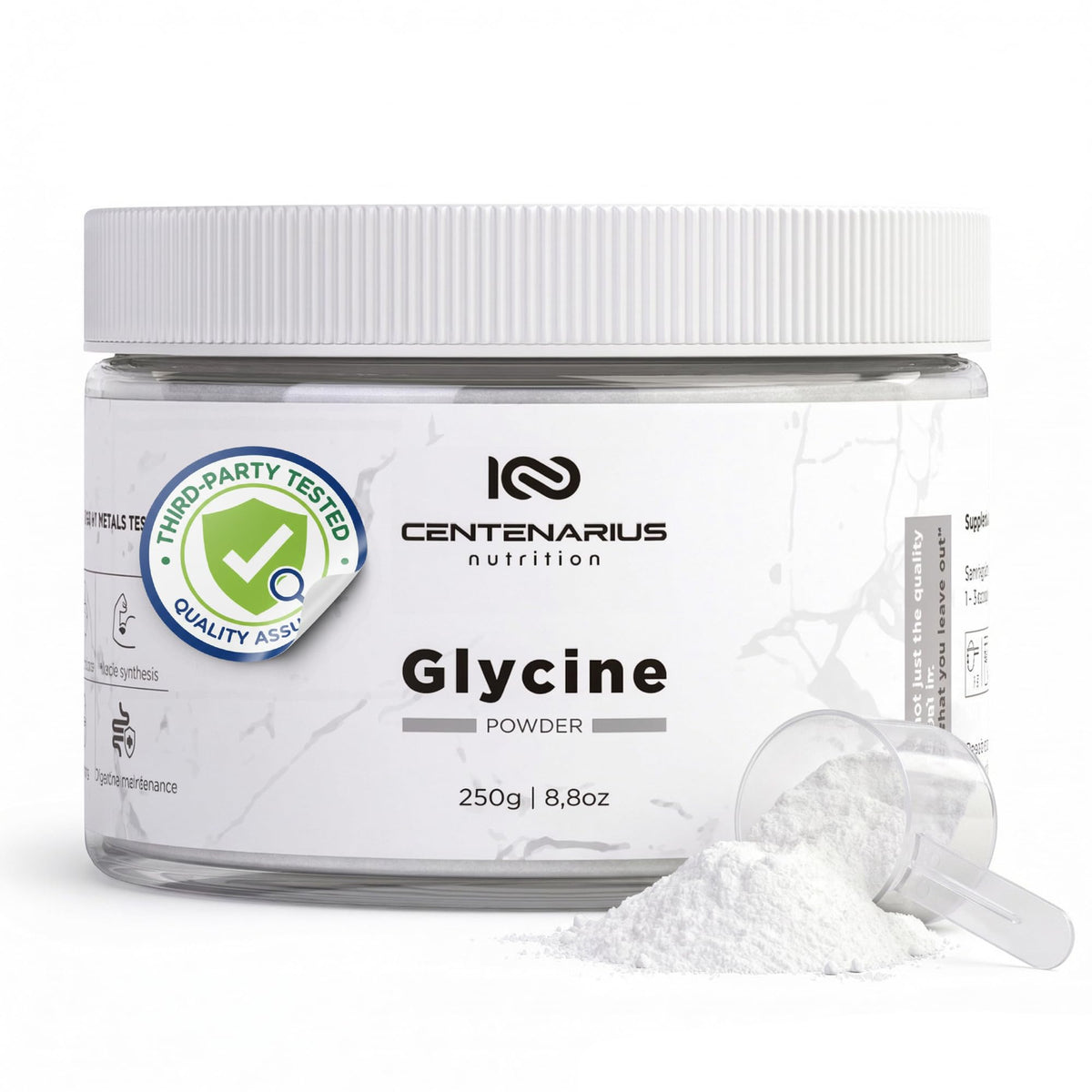 Premium Glycine Powder 250g | Amino Acids Supplement for Post Workout Muscle Recovery, Digestion, Sleep Aid + More - Vegan, Additive-Free