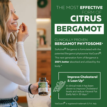 SoActive Bergamot: 2.5X More Effective, Italian Citrus Bergamot Phytosome - Clinically Validated | Enhanced with Grape Seed Extract