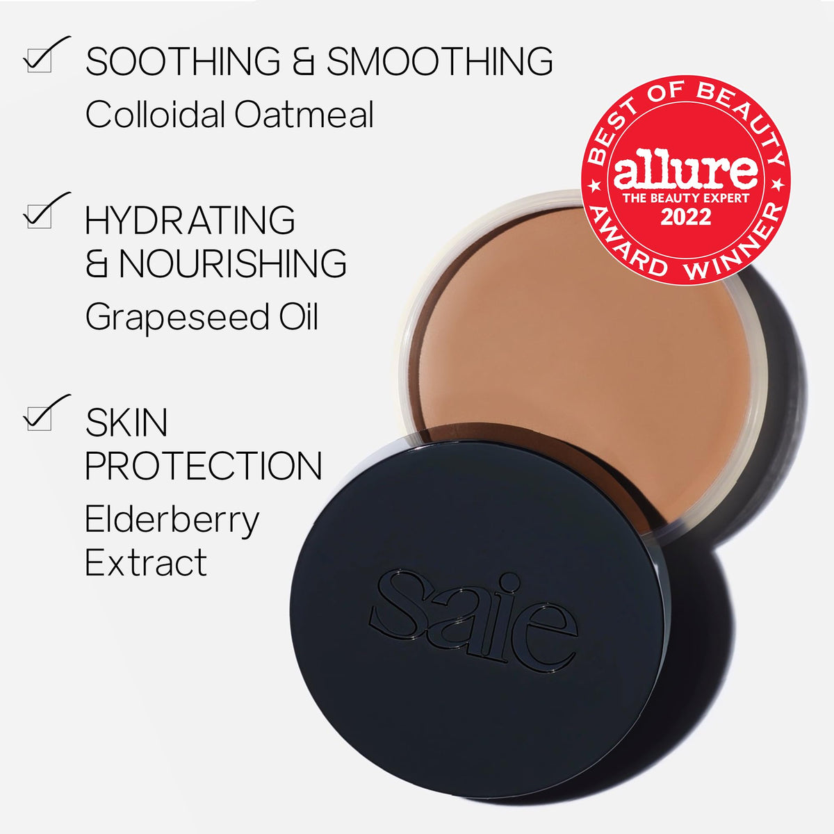Saie Sun Melt Duo - The Big Brush - Soft, Multi-Use Liquid + Cream Makeup Brush With Synthetic Bristles Bundled With Sun Melt Bronzer in Tan Bronze - Buildable Cream Contour with Velvet Finish (1 oz) SaieBuy Supplements Australia