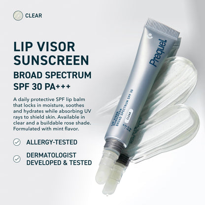 Prequel Skin Lip Visor, Clear Lip Balm with SPF 30 PA+++. Mint Flavored with Non-Sticky Finish