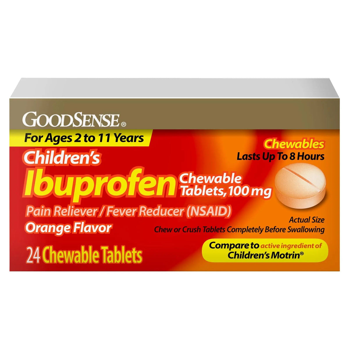 GoodSense Children's Ibuprofen Chewable Tablets, 100 mg, 24 Count, Pain Reliever and Fever Reducer (NSAID), Temporarily Reduces Fever and Relieves Minor Aches and Pain GoodSenseBuy Supplements Australia