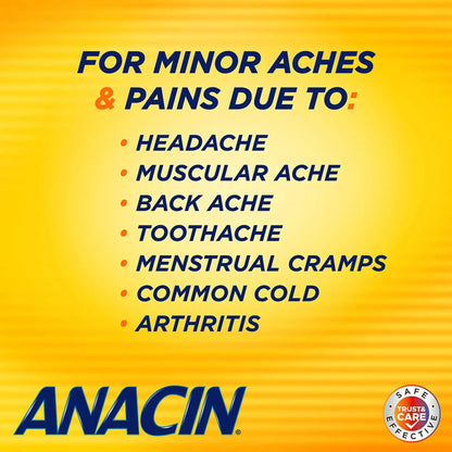 Anacin Aspirin & Caffeine Fast Pain Relief, Eases Minor Aches and Pains Due to Headache, Muscle Aches & Arthritis, 300 Count ANACINBuy Supplements Australia