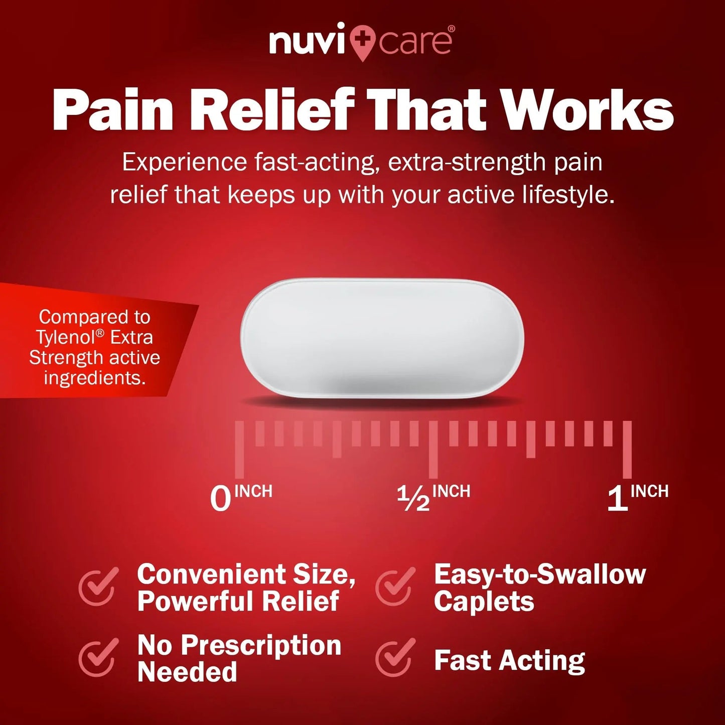 NUVICARE Acetaminophen 500mg Extra Strength Pain Relief - Compare to Tylenol Extra Strength Pain Reliever & Fever Reducer - 500mg Tablets for Adults for Headaches (100 Caplets) NUVICAREBuy Supplements Australia