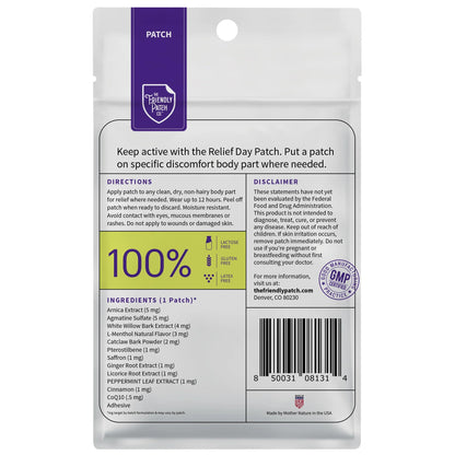 Relief Day & Rise & Shine Patch Bundle - Arnica, White Willow Bark, Tongkat Ali, Horny Goat Weed, Saffron & Peppermint for Soreness, Strength, and Performance Support - 16 Plant-Powered Patches for Me The Friendly Patch CO.Buy Supplements Australia
