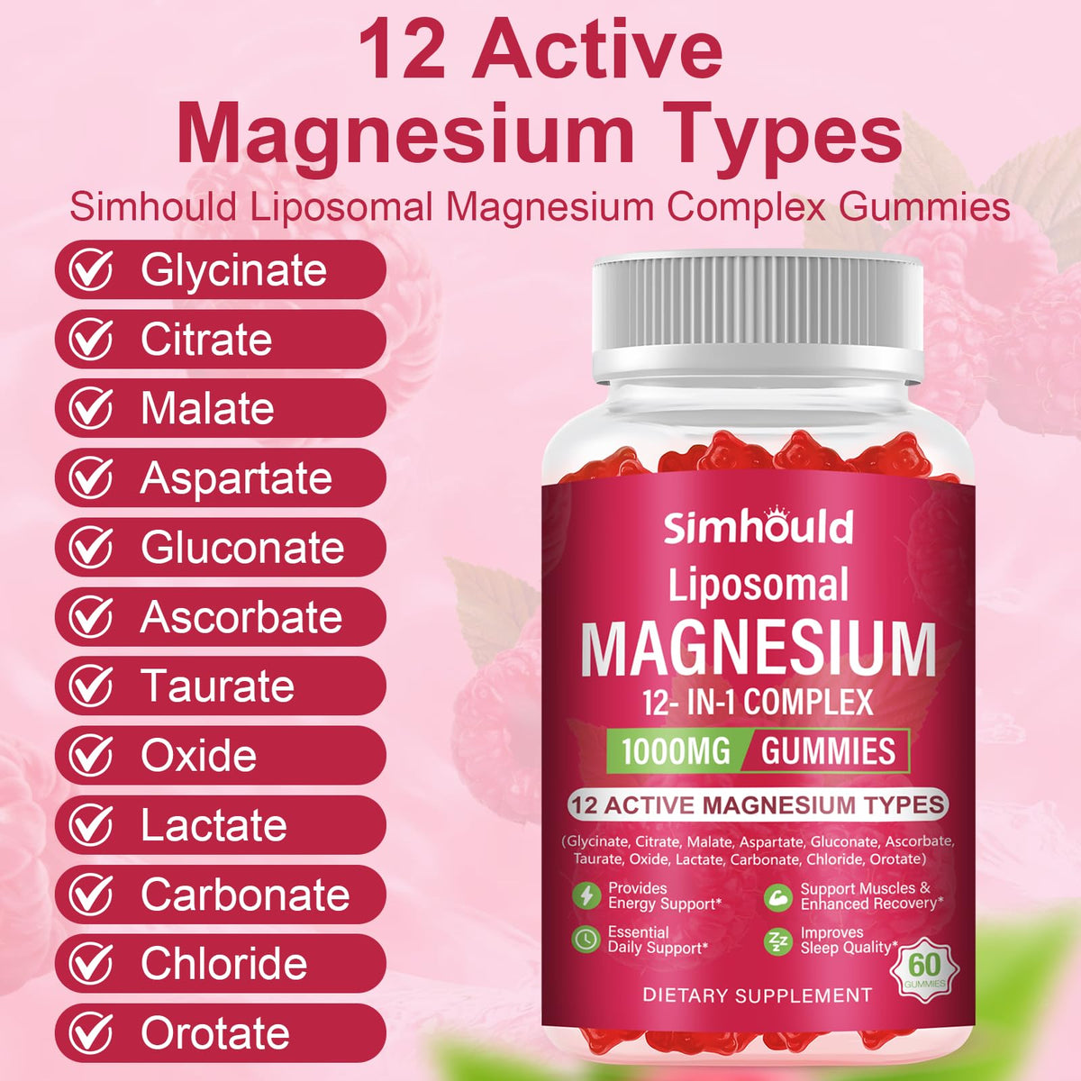 2 Packs Liposomal Magnesium Complex Gummies-as 12 Forms of Magnesium Citrate,Glycinate,Malate,Oxide,and More with Vitamin D3, B6,C, Ashwagandha & CoQ10 for Women and Men