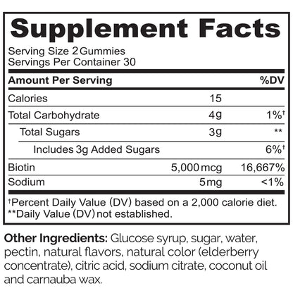 NATURELO Biotin Gummies - Supports Healthy Hair, Skin & Nails - High Potency 2500 mcg - Non GMO, Gluten Free - 60 Gummies