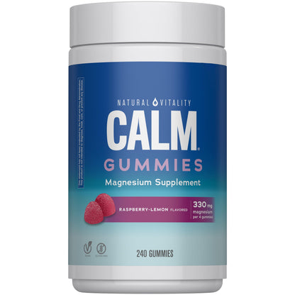 Natural Vitality Calm Magnesium Gummies | 330mg Per Serving | Raspberry Lemon Flavored Supplement | Gluten-Free & Vegan | 240 Count Natural VitalityBuy Supplements Australia