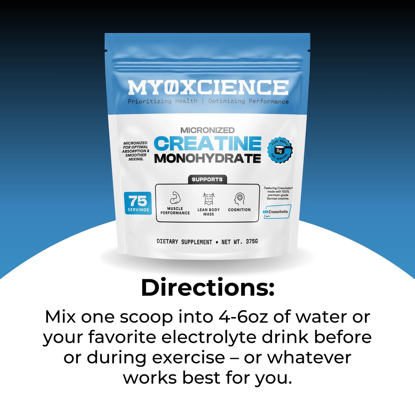 MYOXCIENCE Micronized Creavitalis Creatine | The World’s Purest Micronized Form of Creatine Monohydrate | Supports Muscle Performance, Lean Body Mass, & Cognition | 75 Servings MYOXCIENCE buy supplements Au