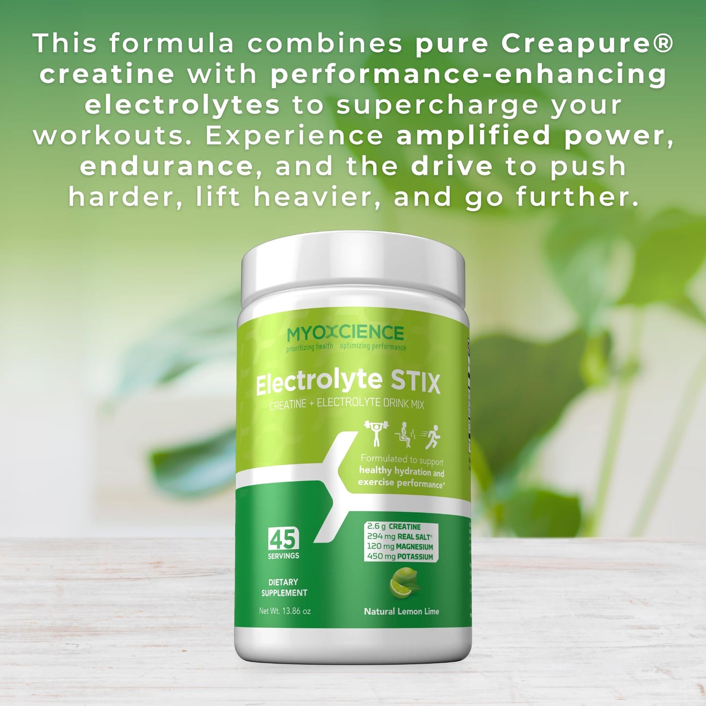 MYOXCIENCE Electrolyte STIX | Creatine Electrolyte Powder | Recovery from Exercise & Muscle Development w/Real Salt (Lemon Lime Flavor) (Jar 45 ct) MYOXCIENCE buy supplements Au