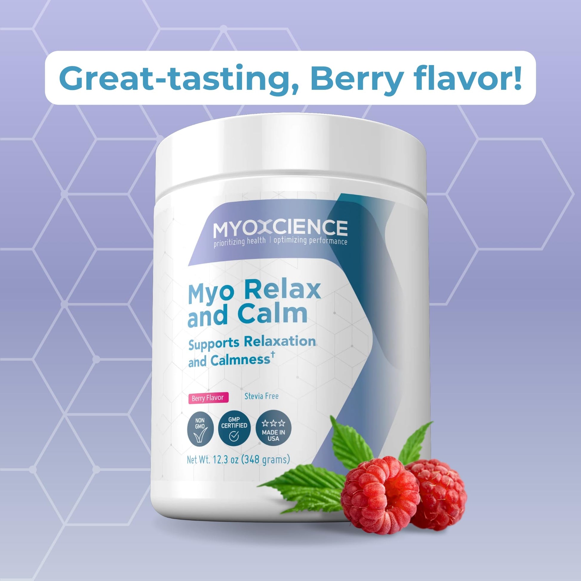 MYOXCIENCE Myo Relax & Calm | Myo-Inositol, L-Theanine, Taurine, Magnesium & GABA | Supports Sleep, Neurotransmitter & Hormone Support (Berry Flavor) (60 Servings) MYOXCIENCE buy supplements Au