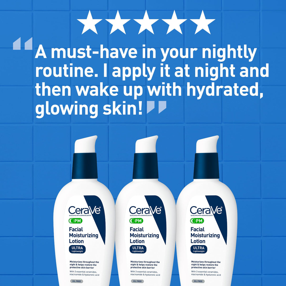 CeraVe PM Facial Moisturizing Lotion, Night Cream with Hyaluronic Acid and Niacinamide