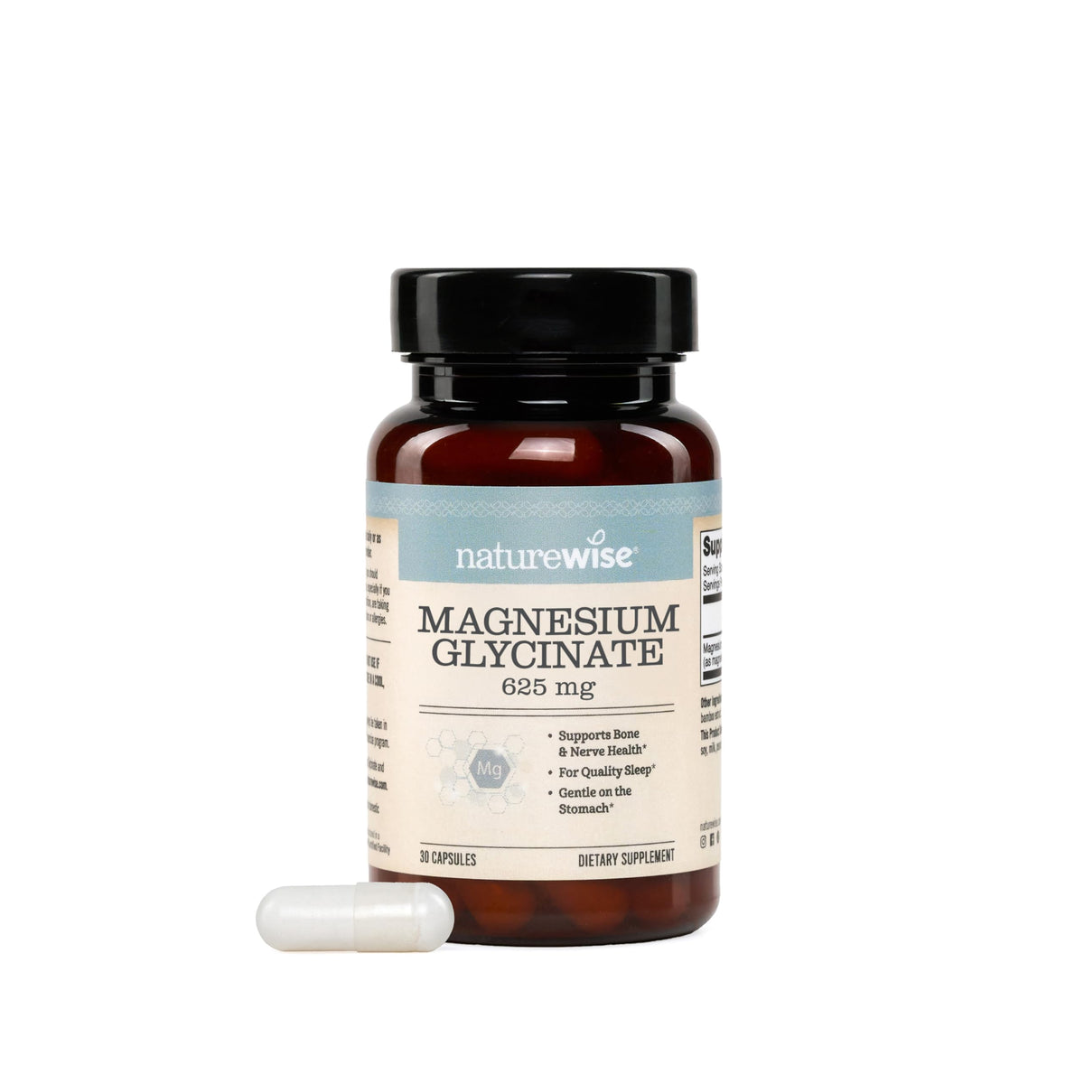 NatureWise Magnesium Glycinate 625 mg - High Absorption Chelated Magnesium Glycinate for Sleep, Relaxation, Muscle & Bones* - Gentle on Stomach, Vegan, Non-GMO - 30 Capsules[30-Day Supply] NatureWiseBuy Supplements Australia