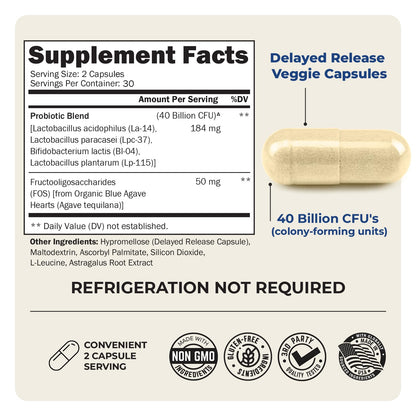 BioSchwartz Daily Probiotic Nutritional Supplement - 40 Billion CFU for Gut Health - Probiotics for Men and Women - Digestive Health with Astragalus