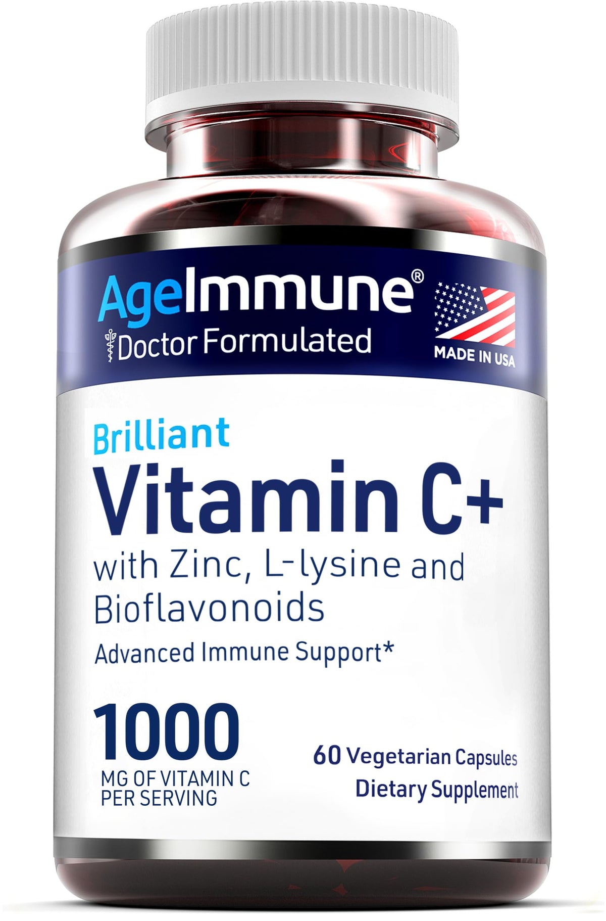 AgeImmune Vitamin C 1000mg Complex with L-Lysine 500mg, Zinc 12mg, Bioflavonoids 300mg. Doctor Formulated Magnesium Stearate Free Supplements for Healthy Immune System Support.(1) AgeImmune buy supplements Au