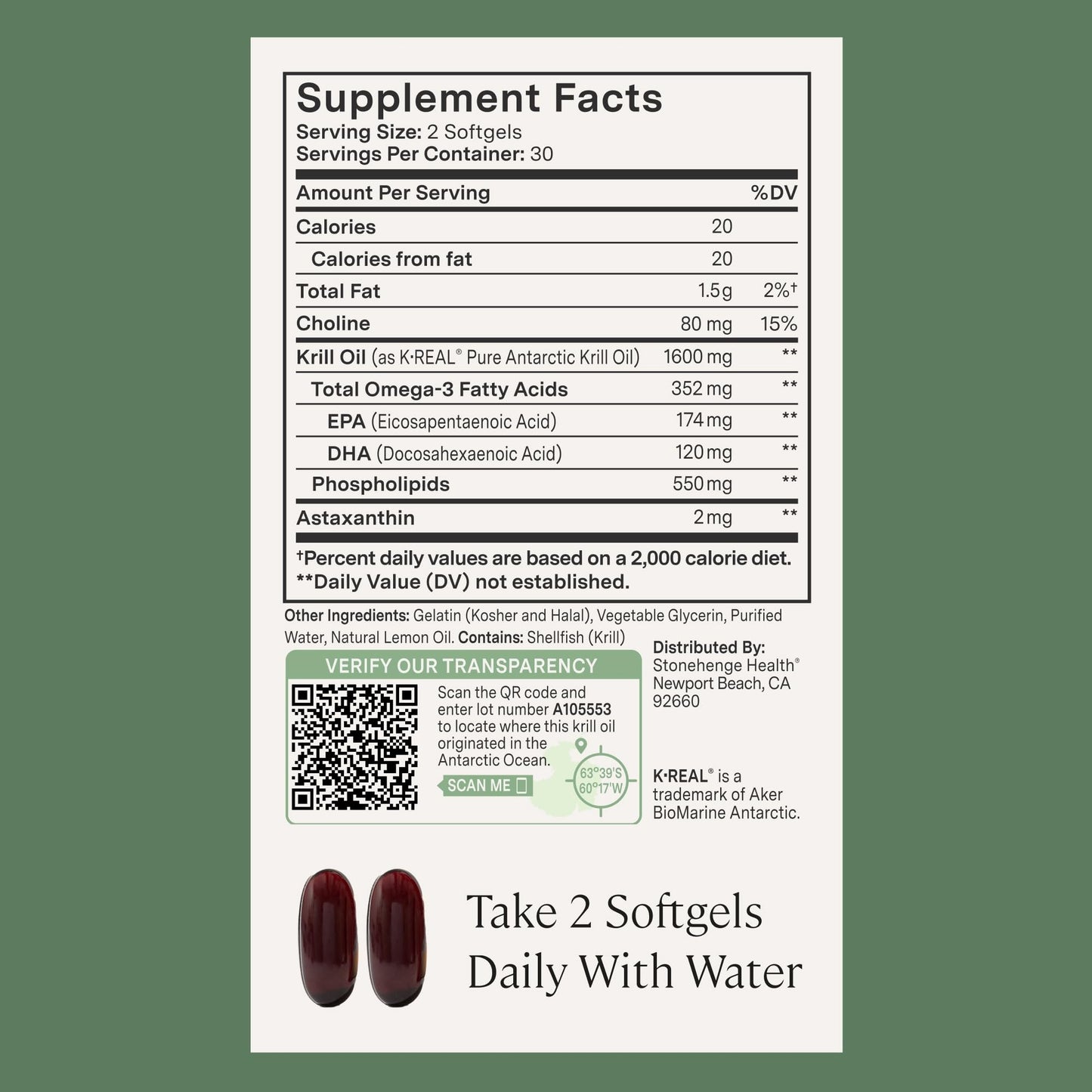 Stonehenge Health Dynamic Krill Oil 1600mg – Triple Strength Antarctic Omega-3 Supplement with EPA, DHA, Phospholipids & 2mg Astaxanthin – Supports Heart, Brain, Skin, Joint & Eye Health – 60 Softgels Stonehenge Health buy supplements Au