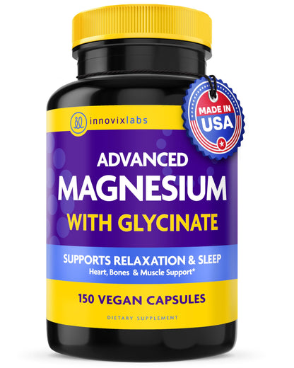 InnovixLabs Advanced Magnesium Capsules - 150 Ct, 210 mg - Chelated Glycinate and Malate - High Absorption, Promotes Relaxation, Bones, Muscle Health
