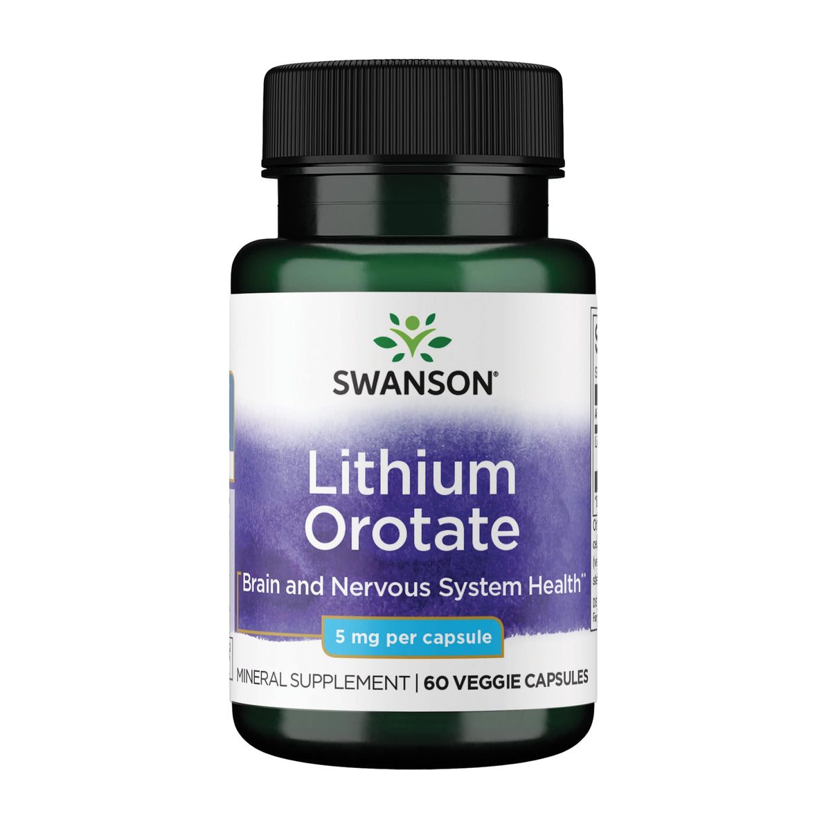 Swanson Lithium Orotate Mood and Memory Support Supplement for Stress-Prone Adults Seeking Emotional Wellness - 5 mg Elemental Lithium (60 Veggie Capsules) SwansonBuy Supplements Australia