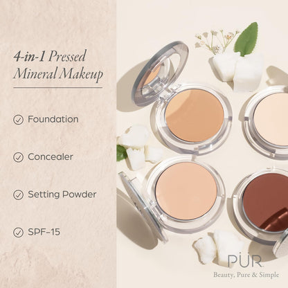 PUR Beauty 4-in-1 Pressed Mineral Makeup Powder Foundation with SPF 15 - Concealer & Finishing Compact Pressed Powder for Face - Buildable Medium to Full Coverage Foundation Powder (Blush Medium) PÜR MINERALSBuy Supplements Australia