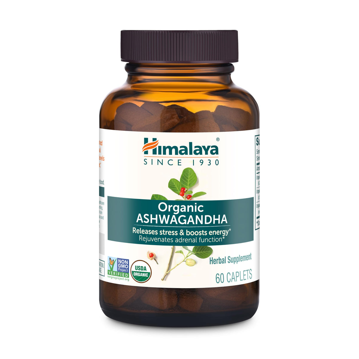 Himalaya Organic Ashwagandha Root, 2 Month Supply - Herbal Adrenal Support Supplements for Stress Relief and Energy Support - USDA Organic, Non-GMO, Vegan