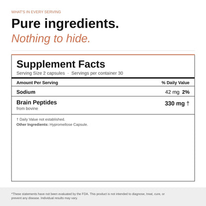 Nootropic Brain Supplement – Grass-Fed Bovine Brain Peptides for Focus, Memory & Mental Clarity – Ancestral Cognitive Support – Argentine Pasture-Raised, Non-GMO – 60 Capsules VILLAR BIOTECH buy supplements Au