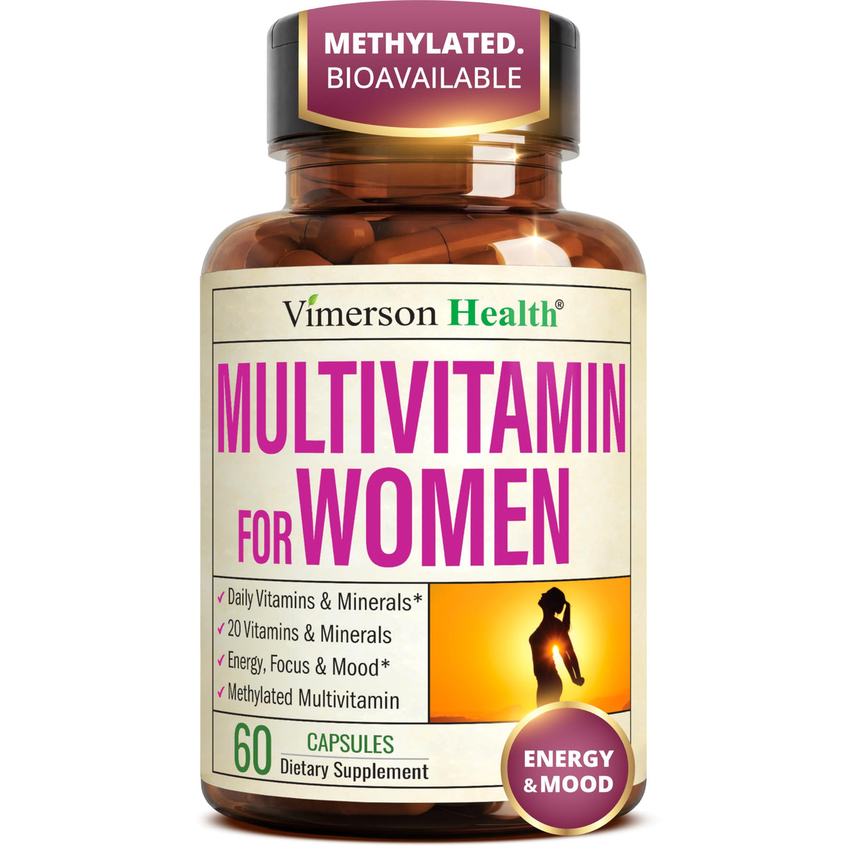 Multivitamin for Women with Methylated Vitamins and Chelated Minerals for Energy, Focus and Immune Health – Premium Daily Womens Multivitamins & Multiminerals – 60 Capsules Vimerson Health buy supplements Au