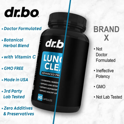 Lung Cleanse Support Supplement - Respiratory Supplements to Quit & Stop Smoking Aids - Herbal Detox for Lungs & Bronchial Health - Smokers Cleanser Breathe Aid for Mucus Clear Relief - 60 Capsules DR. BO buy supplements Au