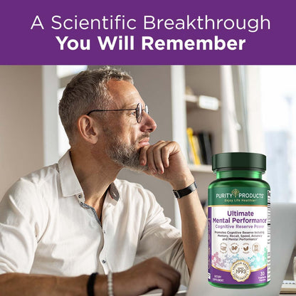 Purity Products Ultimate Mental Performance Supports Memory Recall, Mental Focus + More - Nootropic Powerhouse ft. Patented Botanical Plant-Based Ingredients - Vegan & Non-GMO - 30 Veggie Caps Purity ProductsBuy Supplements Australia