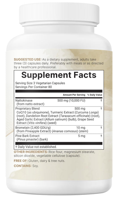 Micro Ingredients Nattokinase 10,000 FU Per Serving (Natural Natto Extract), 240 Vegetarian Capsules | with CoQ10, Turmeric, Aged Garlic & Pine Bark Extract