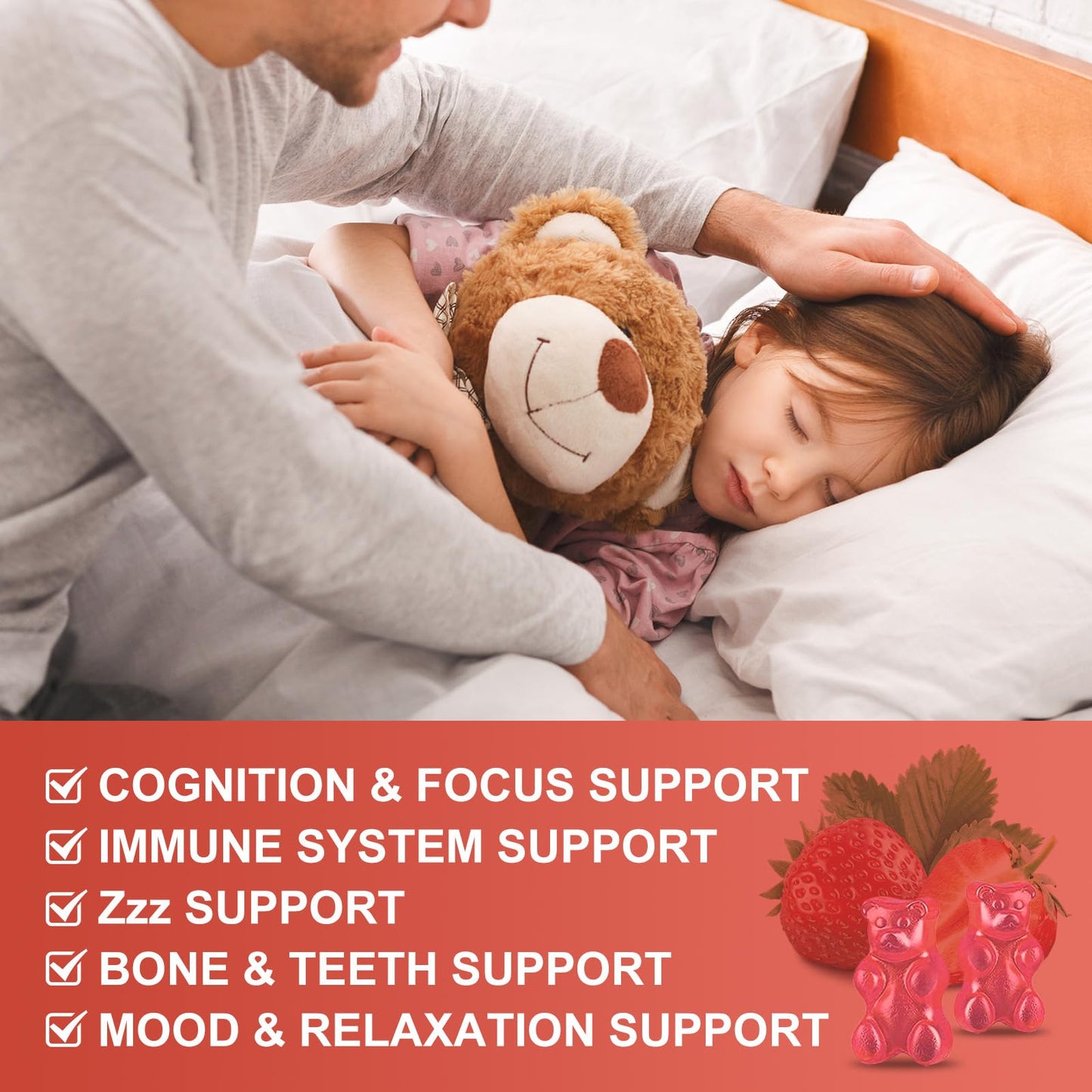 Magnesium Glycinate Gummies for Kids & Adults - Relaxation & Cognition Support - 400/200mg Magnesium Supplement with L-Theanine, Chamomile, B6, D3 & K2 - Vegan, Sugar Free, Strawberry Flavor, 60 Ct WOGORGTBuy Supplements Australia