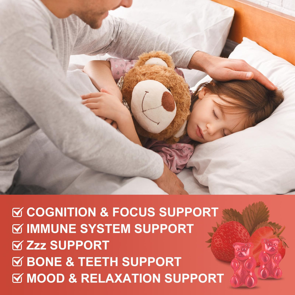 Magnesium Glycinate Gummies for Kids & Adults - Relaxation & Cognition Support - 400/200mg Magnesium Supplement with L-Theanine, Chamomile, B6, D3 & K2 - Vegan, Sugar Free, Strawberry Flavor, 60 Ct WOGORGTBuy Supplements Australia