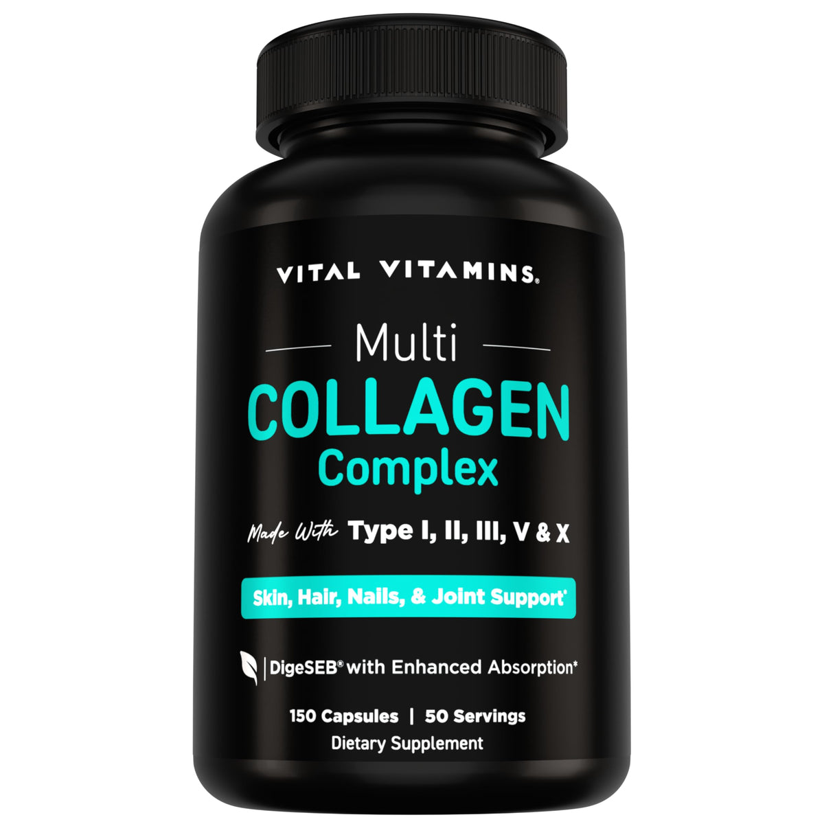 Vital Vitamins Multi Collagen for Women & Men - Type I, II, III, V, X - Grass Fed, Non-GMO - 150 Capsules Vital Vitamins buy supplements Au