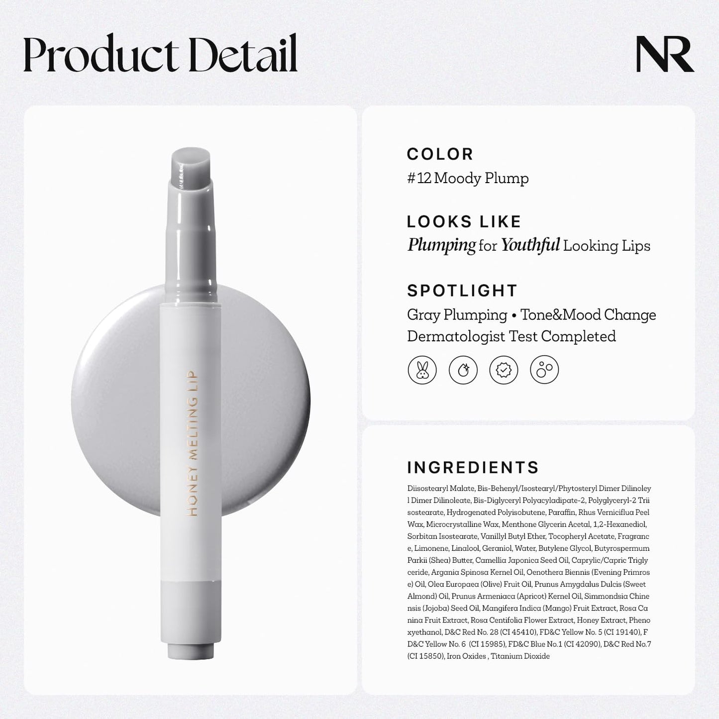 Nature Republic HONEY MELTING LIP PLUMPING (12 GRAY) SOFT LIP STICK Moody Plump