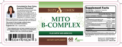 Script Essentials Suzy Cohen, Mito B Complex Dietary Supplement, 5-MTHF, Adeno B12, Methylation Support, Supports Healthy Nervous System