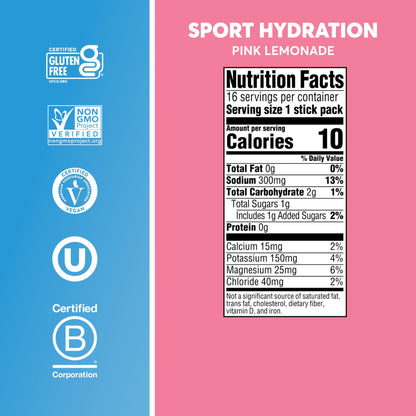 Nuun Sport Electrolyte Powder Packets with Magnesium, Calcium, Potassium, Chloride, and Sodium, Hydration Packets for On-the-Go, Pink Lemonade Flavor, Gluten Free & Vegan,