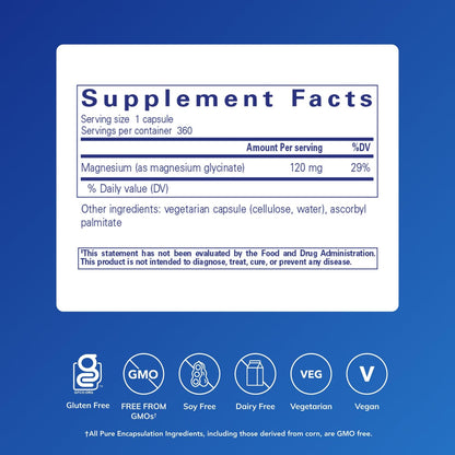 Pure Encapsulations Magnesium (Glycinate) - Supplement to Support Stress Relief, Sleep, Heart Health, Nerves, Muscles, and Metabolism