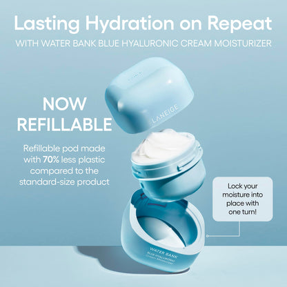 LANEIGE Water Bank Blue Hyaluronic Cream Moisturizer: Hydrating Korean Face Cream with Squalane & Ceramide