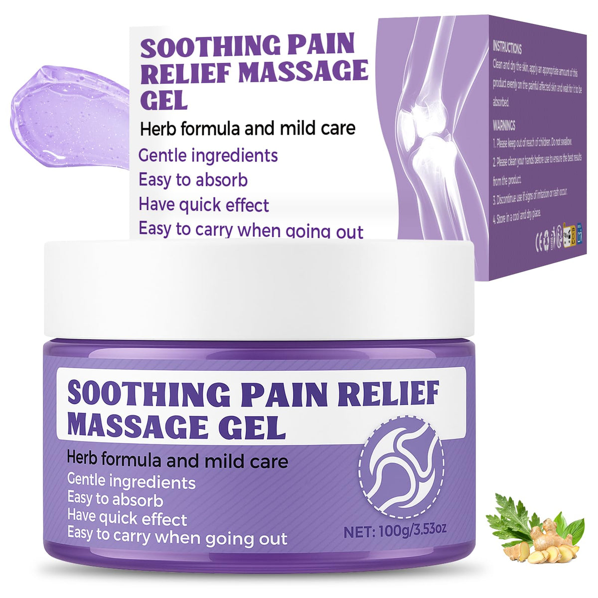 Soothing Massage Gel (100g) - Joint Relief Purple Gel, Natural Ingredients Soothing Relief Cream, Fast-Absorbing Jointgel Cream for Soothing Joint, Shoulder, Knee, Back, Lumbar & Muscle Stiffness VereclueBuy Supplements Australia