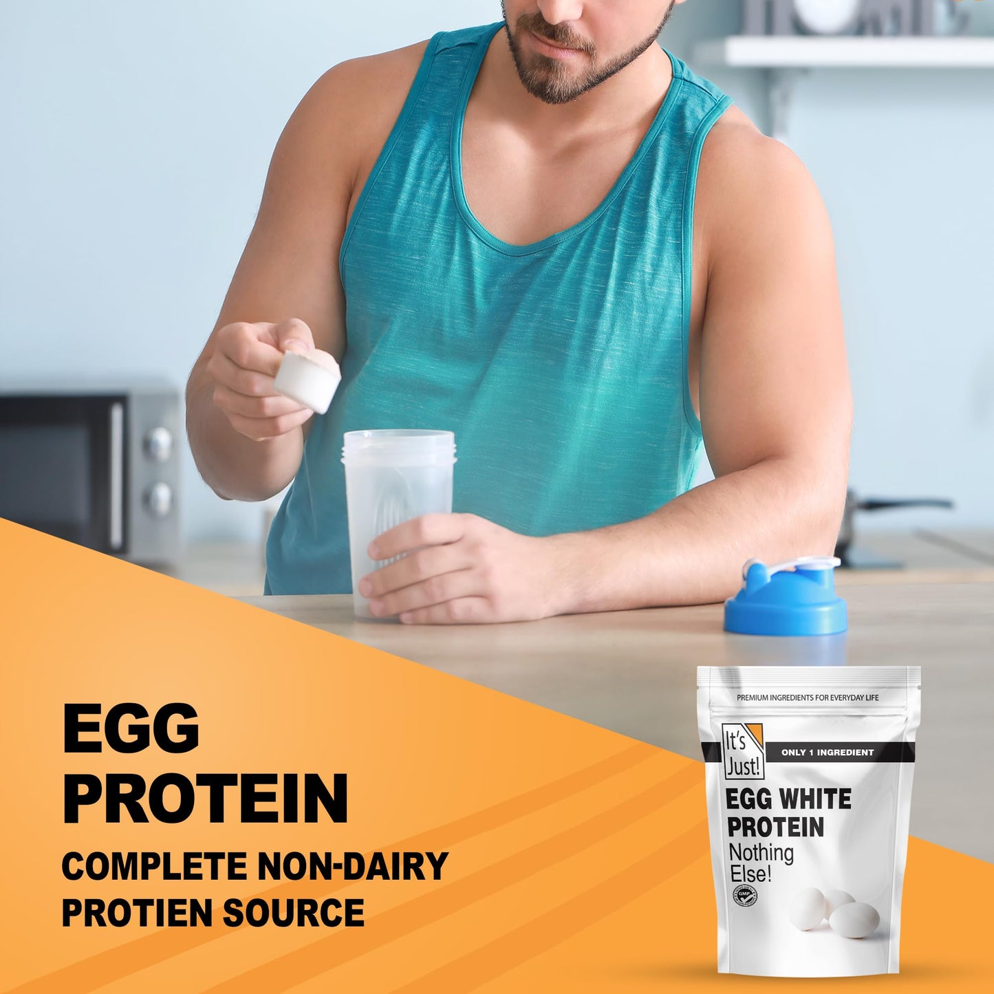 It's Just! - Egg White Protein Powder, Made in USA from Cage-Free Eggs, Dried Egg Whites (Unflavored, 8oz)