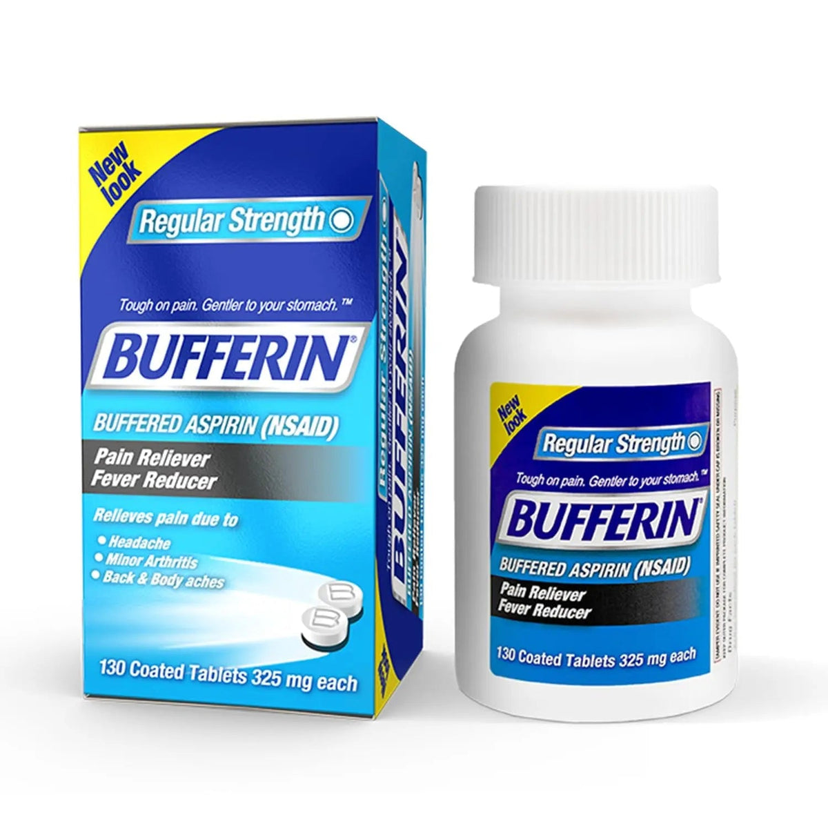 Bufferin Aspirin 325mg, Pain Reliever & Fever Reducer, with 3 Buffering Agents Relieves 7 Types of Pain: Headaches, Back Ache, Arthritis, Muscle Aches & More, for Adults, 130 Coated Tablets, 1-Pack BufferinBuy Supplements Australia