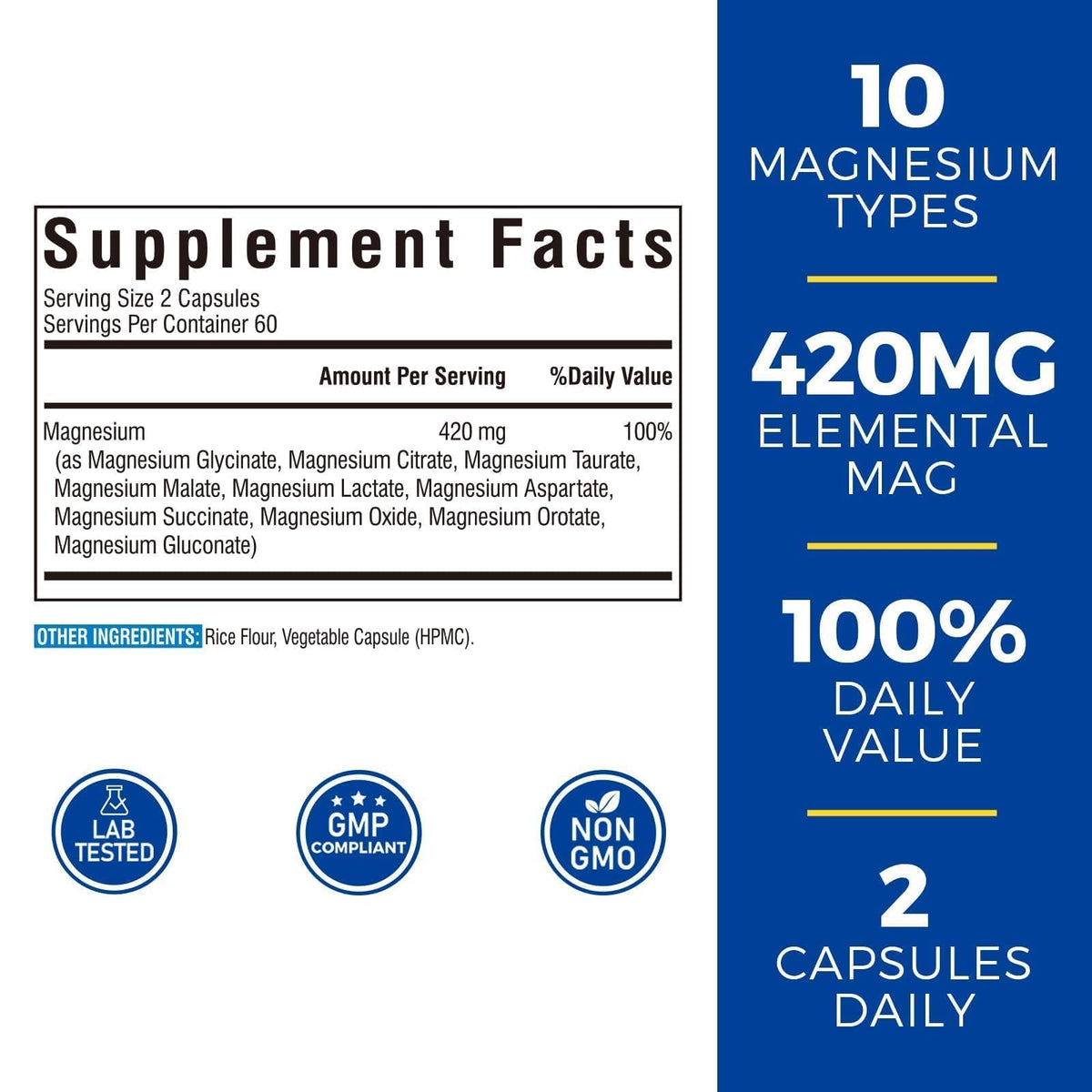 Vitalibre 10 in 1 Magnesium Complex, 420mg Elemental Magnesium | Ultra Strength, Max Absorption | Chelated Magnesium Supplement for Nerves, Bone & Heart Health | Non-GMO, 120 Vegan Capsules VitalibreBuy Supplements Australia
