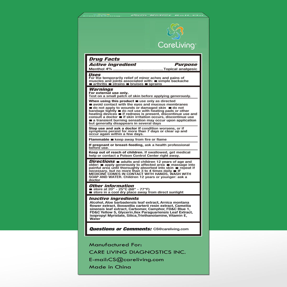 CARELIVING Roll On Pain Relief for Knee, Neck, Joint, Shoulder, Arthritis Pain Reliever, Sore Muscle Relief, Roll On Menthol Gel 2.5 Fl Oz (Pack of 2) CARELIVINGBuy Supplements Australia