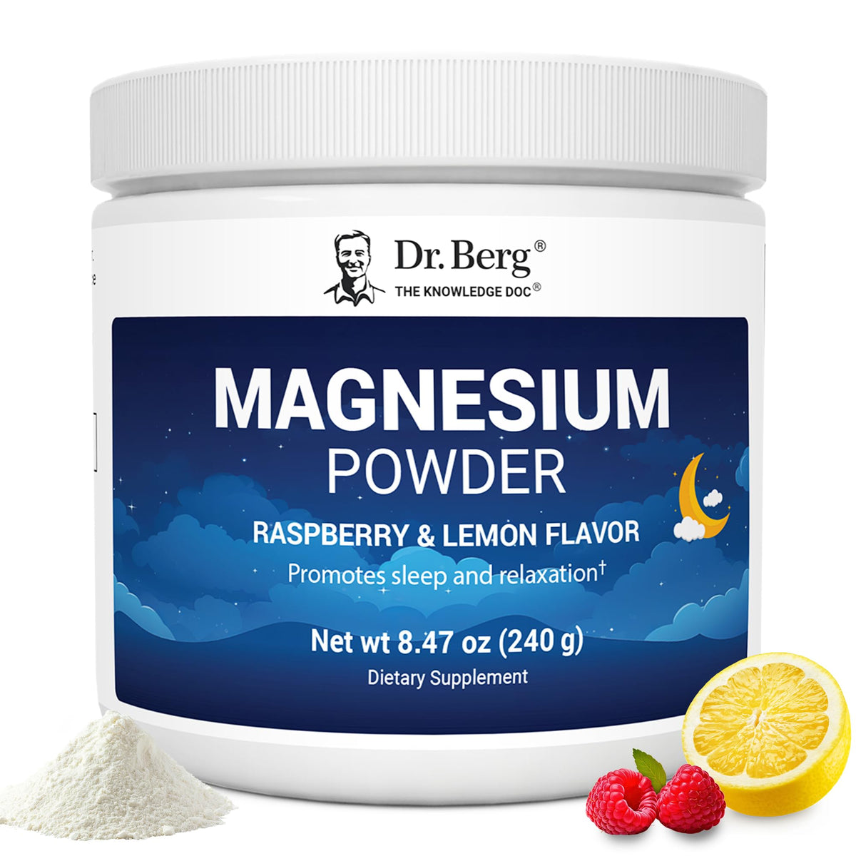 Dr. Berg Magnesium Glycinate Powder for Sleep, Relaxation, & Stress Relief - Now Includes Vitamin D3 & Zinc - Delicious Raspberry & Lemon Flavor (50 Servings) Magnesium Powder - Magnesium Drink Powder Dr. Berg NutritionalsBuy Supplements Australia