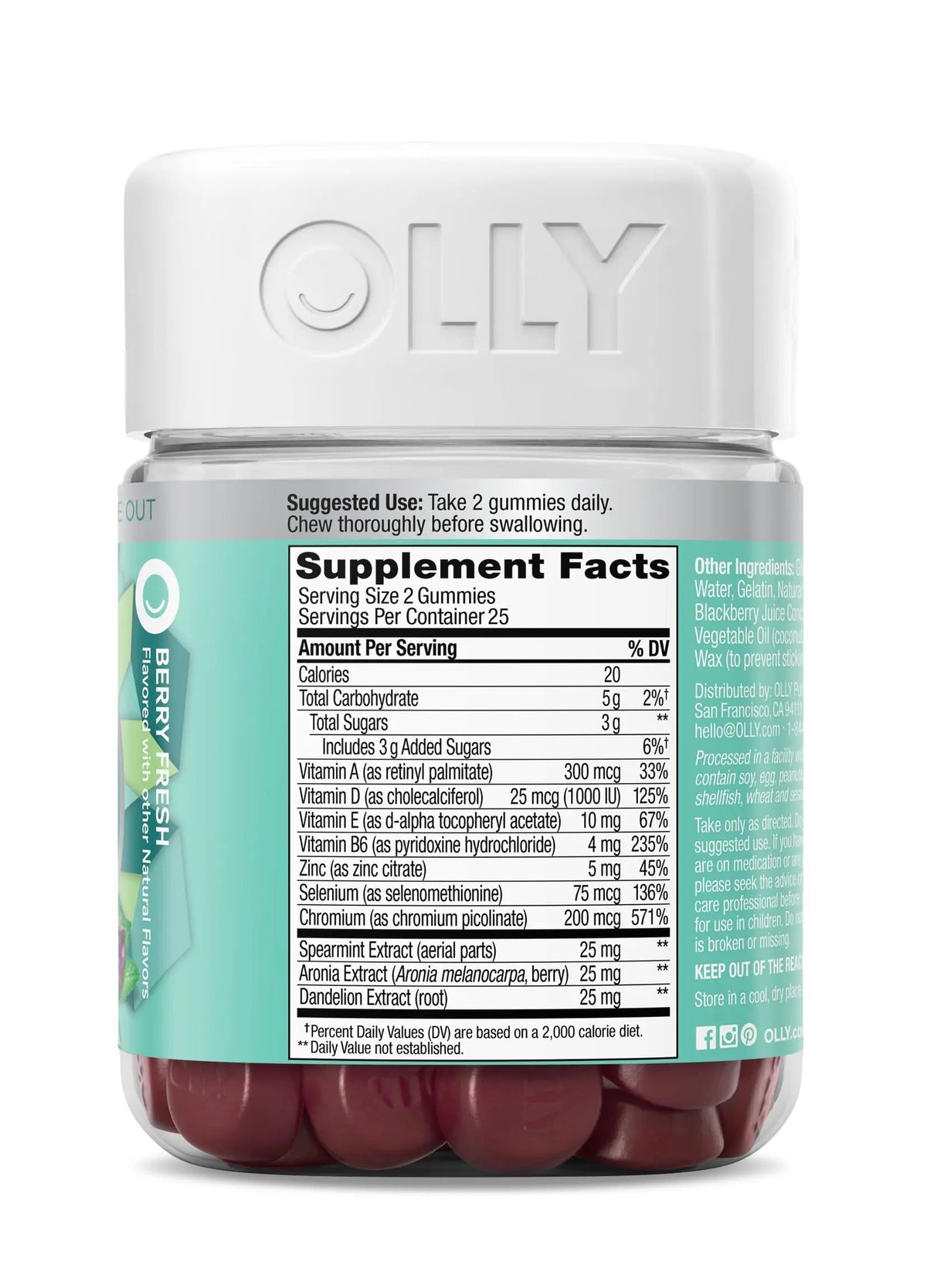 OLLY Flawless Complexion Gummy, Clear and Healthy Skin Support, Vitamins E, A, Zinc, Chewable Supplement, Berry - 50 Count (Pack of 1) OLLY