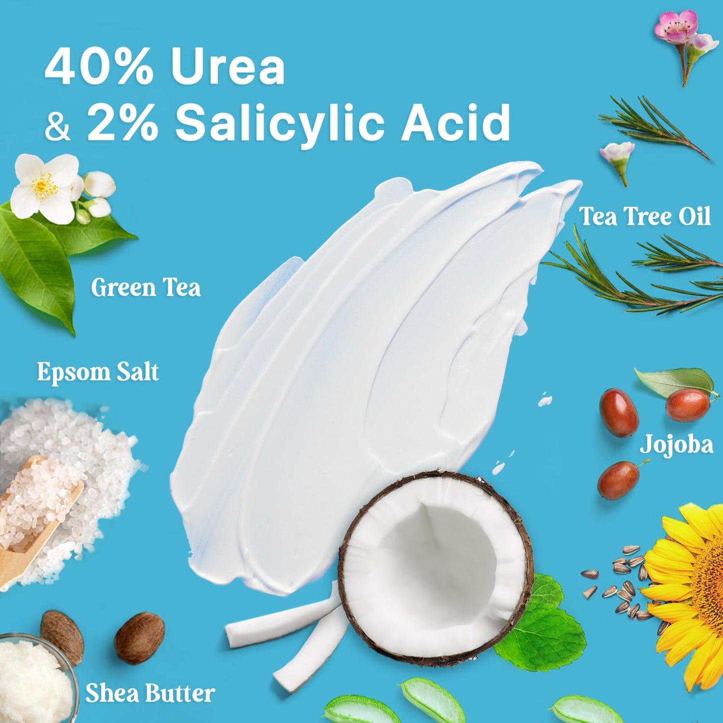 Ebanel Bundle of 40% Urea Cream 4.6 Oz, and Fungus Treatment 1 Oz