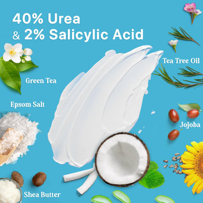 Ebanel Bundle of 40% Urea Cream 4.6 Oz, and Fungus Treatment 1 Oz