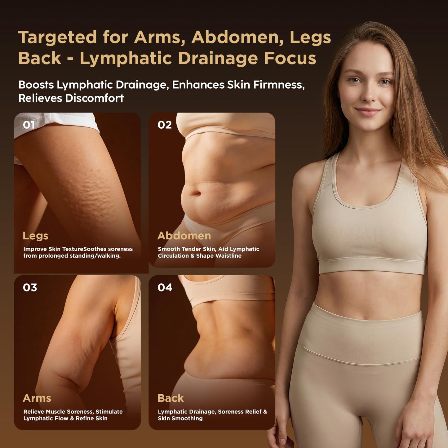 OVGIAP Lymphatic Drainage Massager & Anti-Cellulite Massage Tool, Body Sculpting Device for Legs, Arms & Stomach, Supports Smoother Skin, with Gentle Warming & Vibration - Gold OVGIAP buy supplements Au